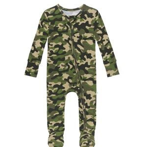 Posh Peanut Cadet Green Camouflage Kids Footie Newborn